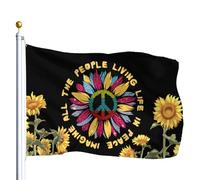 Drapeaux Décoratifs D'Extérieur Imaginez Tous Ces Gens Vivant En Paix Drapeau De Jardin 100% Polyester Bannière De Cour Couleurs Éclatantes Bannière Décorative Pour Procession Bar 90X150Cm