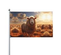Drapeaux décoratifs d'extérieur imprimés de moutons australiens de 0,9 x 1,5 m, légers et beaux, adaptés pour les terrasses en plein air et les célébrations de festivals.