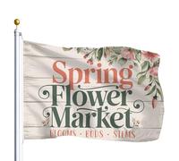 Drapeaux Décoratifs D'Extérieur Marché Aux Fleurs De Printemps Drapeau De Jardin Couleurs Éclatantes Bannière Décorative Avec Œillets En Laiton Bannière De Cour Pour Club Patio 90X150Cm