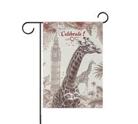 Drapeaux décoratifs d'extérieur motif girafe Big Ben kaki pour décoration de terrasse 30,5 x 45,7 cm double face