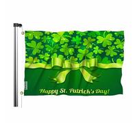 Drapeaux Décoratifs D'Extérieur Ruban Trèfle Vert Pour La Saint-Patrick Bannière De Cour Léger Bannière Décorative Couleurs Éclatantes Drapeau De Jardin Pour Faire La Fête Patio Club 90X150Cm