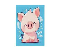 Drapeaux décoratifs d'extérieur « Stay Calm » - Motif cochon mignon - Pour décoration de cour - 71 x 101 cm - Double face