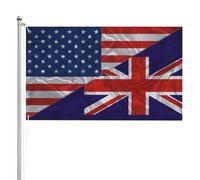 Drapeaux Décoratifs D'Extérieur Triangle Britannique Entre L'Amérique Et La Grande-Bretagne Drapeau De Jardin 100% Polyester Bannière De Cour Couleurs Éclatantes Bannière Décorative