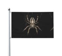 Drapeaux décoratifs double face à motif araignée effrayante, avec trous de suspension, adaptés pour accrocher dans les jardins et les porches.