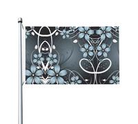 Drapeaux décoratifs double face à motif fleur bleue, avec trous de suspension, adaptés pour accrocher dans les jardins et les porches.