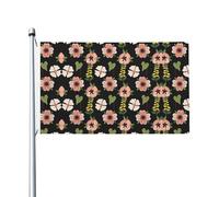 Drapeaux décoratifs double face à motif fleur de jasmin rose, avec trous de suspension, adaptés pour accrocher dans les jardins et les porches.
