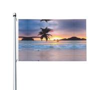 Drapeaux décoratifs double face à motif île de palmier tropical, avec trous de suspension, adaptés pour accrocher dans les jardins et les porches.