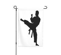 Drapeaux décoratifs double face d'extérieur 45 x 30 cm, drapeaux de jardin pour arts martiaux de taekwondo pour extérieur, bannière de cour en polyester résistant aux intempéries pour jardin, terrasse