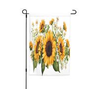Drapeaux décoratifs double face d'extérieur 45 x 30 cm, tournesols jaunes et fleurs blanches, drapeaux de jardin pour l'extérieur, bannière de cour en polyester résistant aux intempéries pour jardin