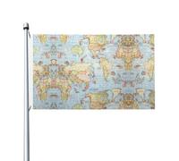 Drapeaux décoratifs double face, drapeaux à motif carte du monde avec œillets, adaptés pour accrocher dans les jardins et les fêtes.