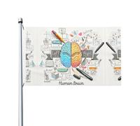 Drapeaux décoratifs double face, drapeaux à motif cerveau humain avec œillets, adaptés pour accrocher dans les jardins et les fêtes.