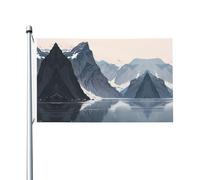 Drapeaux décoratifs double face, drapeaux minimalistes à motif fjord avec œillets, adaptés pour accrocher dans les jardins et les fêtes.