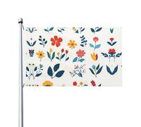 Drapeaux décoratifs double face, drapeaux minimalistes à motif floral avec œillets, adaptés pour accrocher dans les jardins et les fêtes.