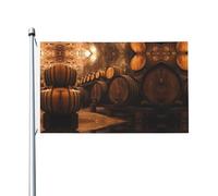 Drapeaux décoratifs double face en chêne vin, avec trous de suspension, adaptés pour accrocher dans les jardins et les porches.