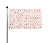 Drapeaux décoratifs double face, jolis drapeaux à motif cerise rouge avec œillets, adaptés pour accrocher dans les jardins et les fêtes.