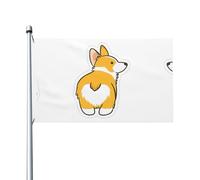 Drapeaux décoratifs double face, jolis drapeaux à motif corgi avec œillets, adaptés pour accrocher dans les jardins et les fêtes.