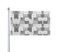Drapeaux décoratifs double face, jolis drapeaux à motif de chats gris amusants avec œillets, adaptés pour accrocher dans les jardins et les fêtes.