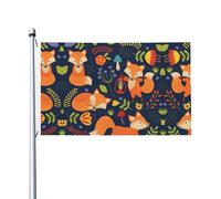 Drapeaux décoratifs double face, jolis drapeaux à motif de renard avec œillets, adaptés pour accrocher dans les jardins et les fêtes.