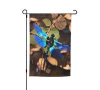 Drapeaux décoratifs double face pour extérieur, 45 x 30 cm, drapeaux de jardin en forme de libellule noire et bleue pour l'extérieur, bannière de cour en polyester résistant aux intempéries pour