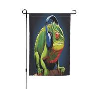 Drapeaux décoratifs double face pour extérieur, 45 x 30 cm, jolis drapeaux de jardin caméléon musique pour l'extérieur, bannière de cour en polyester résistant aux intempéries pour jardin, terrasse