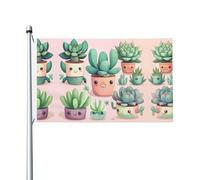 Drapeaux décoratifs double face pour fête, jolies plantes succulentes imprimées pour l'intérieur et l'extérieur, avec œillets pour l'accrocher