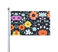 Drapeaux décoratifs double face pour fête, magnifiques fleurs colorées imprimées pour l'intérieur et l'extérieur, avec œillets pour accrocher