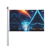 Drapeaux décoratifs double face pour fête - Science-fiction Future - Drapeaux d'intérieur et d'extérieur - Avec œillets de suspension