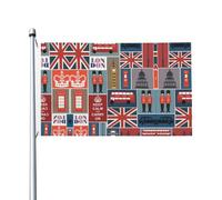 Drapeaux décoratifs double face, symboles de l'Angleterre avec œillets, adaptés pour accrocher dans les jardins et les fêtes.