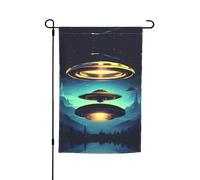 Drapeaux décoratifs imprimés de vaisseau spatial, 30,5 x 45,7 cm, adaptés pour la décoration de terrasse et d'extérieur.