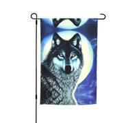 Drapeaux décoratifs imprimés loup sous la lune, drapeaux de terrasse d'extérieur, 30,5 x 45,7 cm, adaptés pour la décoration de terrasse et d'extérieur.