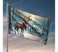 Drapeaux décoratifs pour homme Apprendre à voler : inscription à l'école volante des rennes ! Drapeaux pour chambre à coucher cool et drôles (60 x 90 cm)
