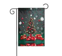 Drapeaux décoratifs ronds pour sapin de Noël, 30,5 x 45,7 cm, petits drapeaux de jardin, drapeaux d'extérieur de Noël d'hiver