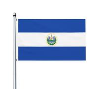 Drapeaux d'El Salvador, drapeaux décoratifs d'extérieur 0,9 x 1,5 m 100% polyester drapeaux à l'extérieur du drapeau tous temps, la couleur est lumineuse et facile à estomper, séchage rapide.