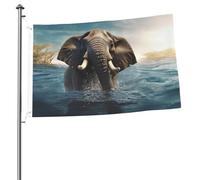 Drapeaux d'éléphant africain de natation pour l'extérieur 6 x 91 cm, drapeau de jardin saisonnier double face avec œillets, drapeau d'extérieur pour décoration de maison, toile de fond pour photo