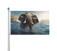 Drapeaux d'éléphant africain de natation pour l'extérieur 9,1 x 1,5 m, drapeau de jardin saisonnier double face avec œillets, drapeau d'extérieur pour décoration de maison, toile de fond pour photo