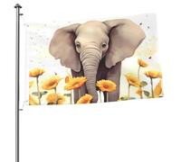 Drapeaux d'éléphant et de tournesol pour l'extérieur 6 x 91 cm, drapeau de jardin saisonnier double face avec œillets, drapeau d'extérieur pour décoration de maison, toile de fond pour photo