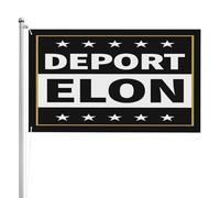 Drapeaux « Déportez Elon » pour l'extérieur 3x5 Anti Elon Musk Pro-démocratie Résistant au fascisme Drapeau de jardin double face 3 couches