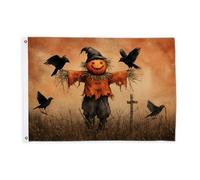 Drapeaux d'épouvantail pour extérieur, citrouille effrayante corneilles, Halloween, bannière décorative avec œillets pour balcon, terrasse, jardin, entrée, maison, 6,1 x 0,9 m