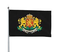 Drapeaux des armoiries de la Bulgarie, drapeaux décoratifs d'extérieur 0,9 x 1,5 m 100% polyester drapeaux à l'extérieur du drapeau tous temps, la couleur est vive et facile à estomper, séchage rapi