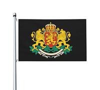 Drapeaux des armoiries de la Bulgarie, drapeaux décoratifs d'extérieur 0,9 x 1,5 m 100% polyester drapeaux à l'extérieur du drapeau tous temps, la couleur est vive et facile à estomper, séchage rapi