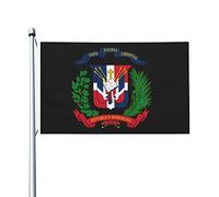 Drapeaux des armoiries de la République dominicaine, drapeaux décoratifs d'extérieur 0,9 x 1,5 m 100% polyester drapeaux à l'extérieur du drapeau tous temps, la couleur est vive et facile à estomper