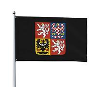 Drapeaux des armoiries de la République tchèque, drapeaux décoratifs d'extérieur 0,9 x 1,5 m 100% polyester drapeaux à l'extérieur du drapeau tous temps, la couleur est vive et facile à estomper, sé