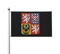 Drapeaux des armoiries de la République tchèque, drapeaux décoratifs d'extérieur 0,9 x 1,5 m 100% polyester drapeaux à l'extérieur du drapeau tous temps, la couleur est vive et facile à estomper, sé