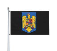 Drapeaux des armoiries de la Roumanie, drapeaux décoratifs d'extérieur 0,9 x 1,5 m 100% polyester drapeaux à l'extérieur du drapeau tous temps, la couleur est vive et facile à estomper, séchage rapi