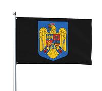 Drapeaux des armoiries de la Roumanie, drapeaux décoratifs d'extérieur 0,9 x 1,5 m 100% polyester drapeaux à l'extérieur du drapeau tous temps, la couleur est vive et facile à estomper, séchage rapi