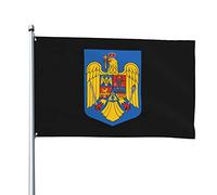 Drapeaux des armoiries de la Roumanie, drapeaux décoratifs d'extérieur 0,9 x 1,5 m 100% polyester drapeaux à l'extérieur du drapeau tous temps, la couleur est vive et facile à estomper, séchage rapi