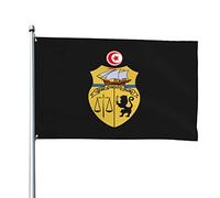 Drapeaux des armoiries de la Tunisie, drapeaux décoratifs d'extérieur 0,9 x 1,5 m 100% polyester drapeaux à l'extérieur du drapeau tous temps, la couleur est vive et facile à estomper, séchage rapid