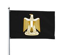 Drapeaux des armoiries de l'Egypte, drapeaux décoratifs d'extérieur 0,9 x 1,5 m 100% polyester drapeaux à l'extérieur du drapeau tous temps, la couleur est vive et facile à estomper, séchage rapide.