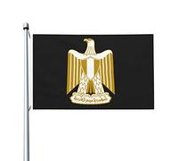 Drapeaux des armoiries de l'Egypte, drapeaux décoratifs d'extérieur 0,9 x 1,5 m 100% polyester drapeaux à l'extérieur du drapeau tous temps, la couleur est vive et facile à estomper, séchage rapide.