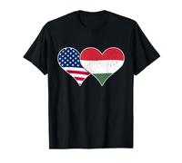 Drapeaux des États-Unis et de la Hongrie - Cœurs Vintage américains et Hongrois T-Shirt